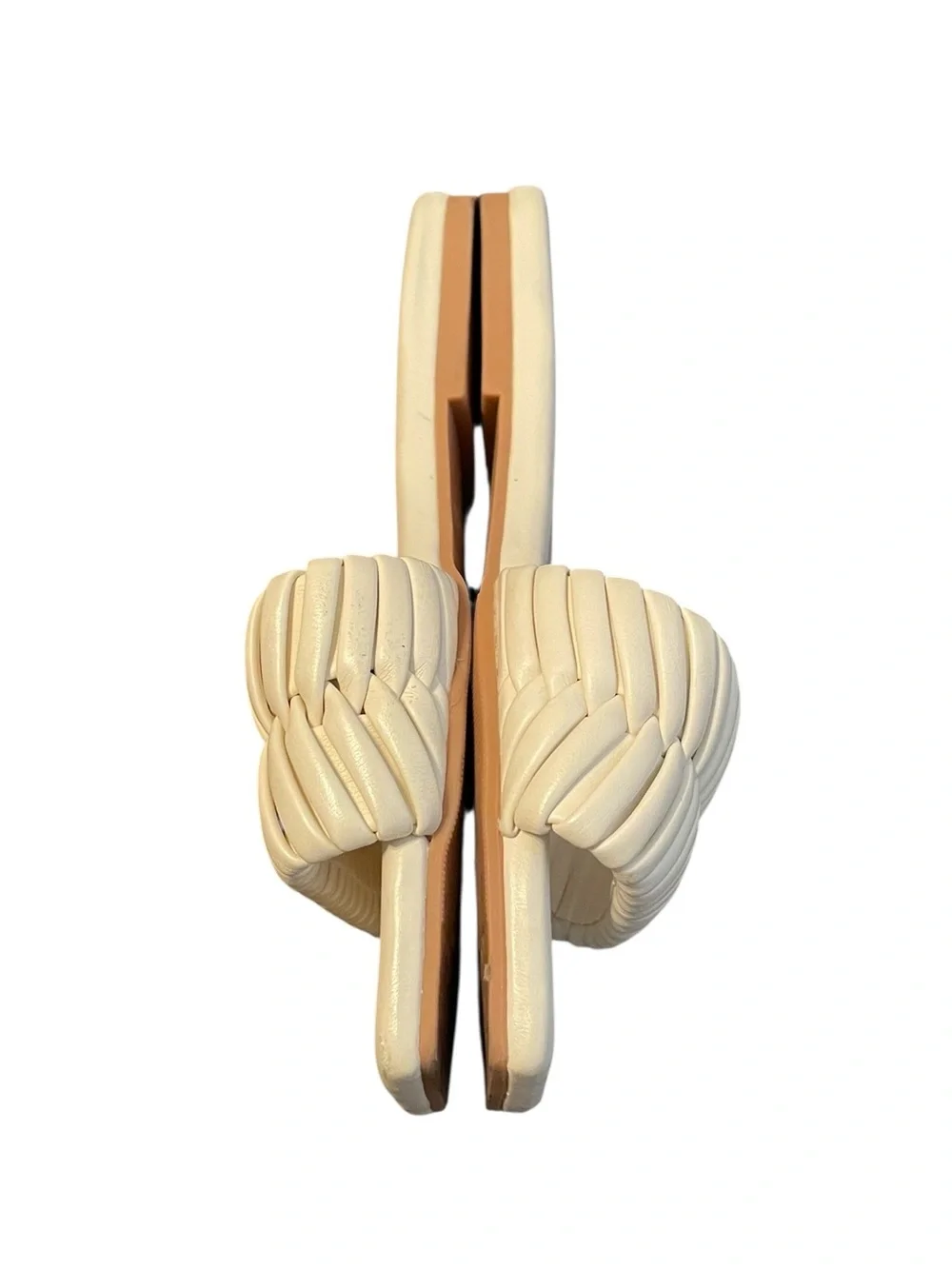 Open Edit Women's Cream White Linx Slide Weave Upper Flat Sandals Size 6.5M‎
